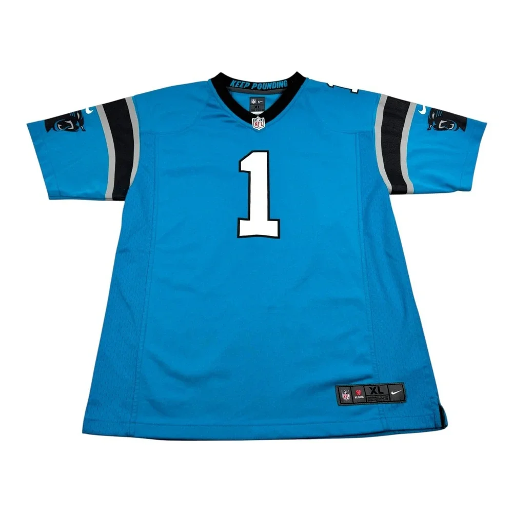 Carolina Panthers Football Jersey Boys Youth XL Blue NFL Nike Newton 1 On Field